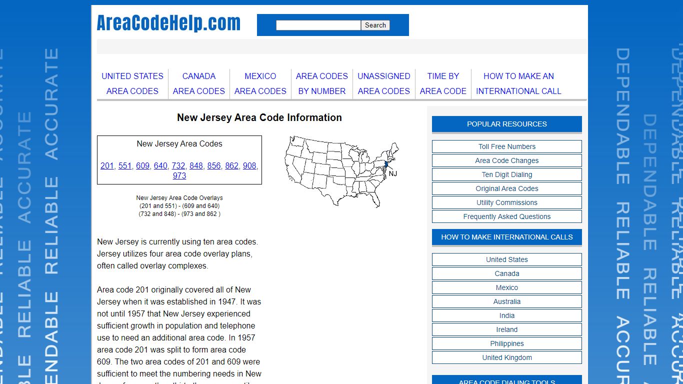 New Jersey Area Codes